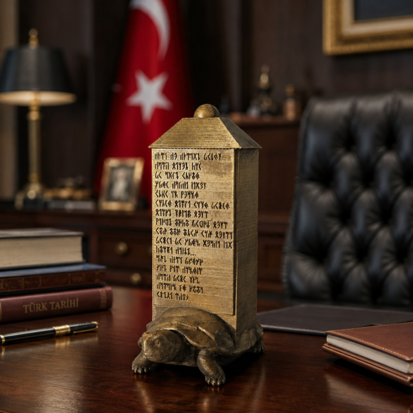 Orhun Yazıtları Göktürk Kitabesi Kaplumbağa Kaideli Dekoratif Biblo