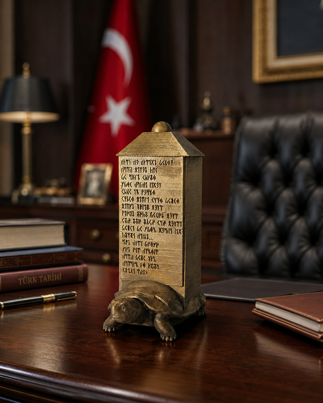 Orhun Yazıtları Göktürk Kitabesi Kaplumbağa Kaideli Dekoratif Biblo