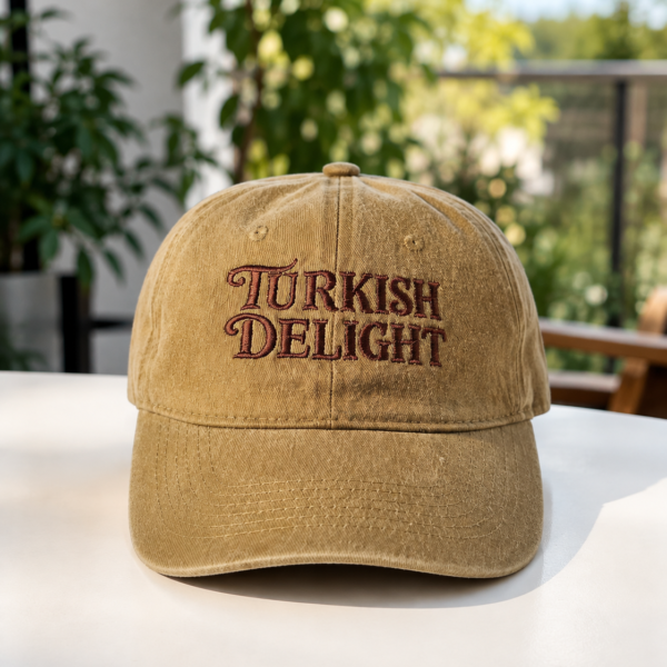 Turkish Delight Nakışlı Vintage Görünümlü Şapka - Haki