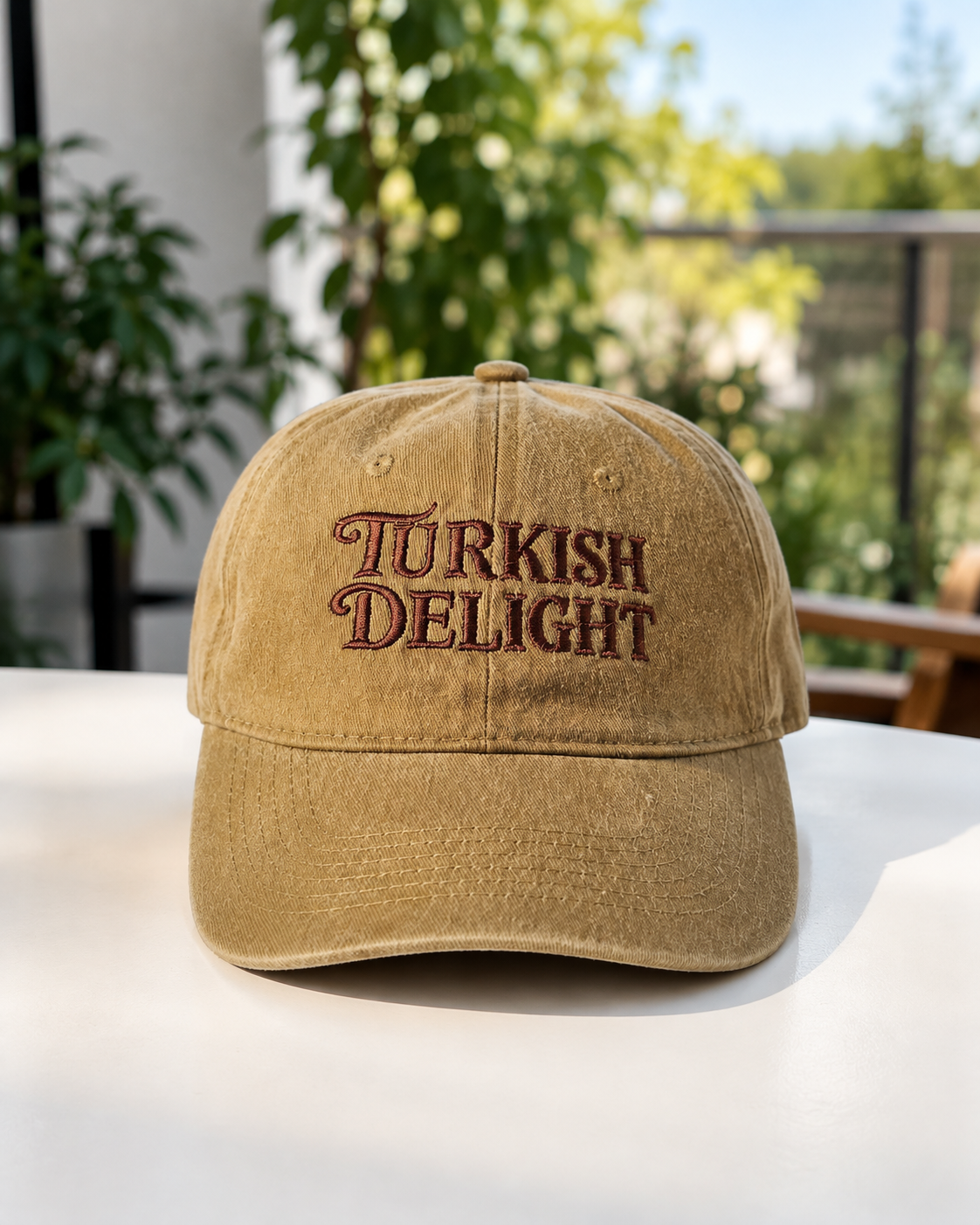Turkish Delight Nakışlı Vintage Görünümlü Şapka - Haki