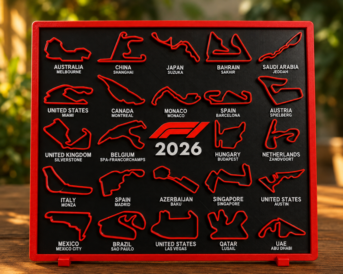 2026 Yarış Pistleri Haritası – Dekoratif Masaüstü Pano