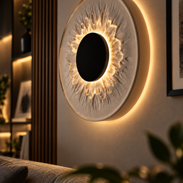 Göz Desenli LED Duvar Aydınlatması – Sıcak Sarı Işık