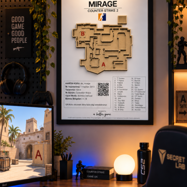 Counter-Strike Mirage Haritası – Çerçeveli 3D Tablo