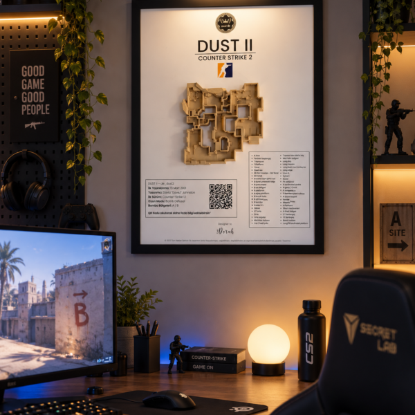Counter-Strike Dust2 Haritası – Çerçeveli 3D Tablo
