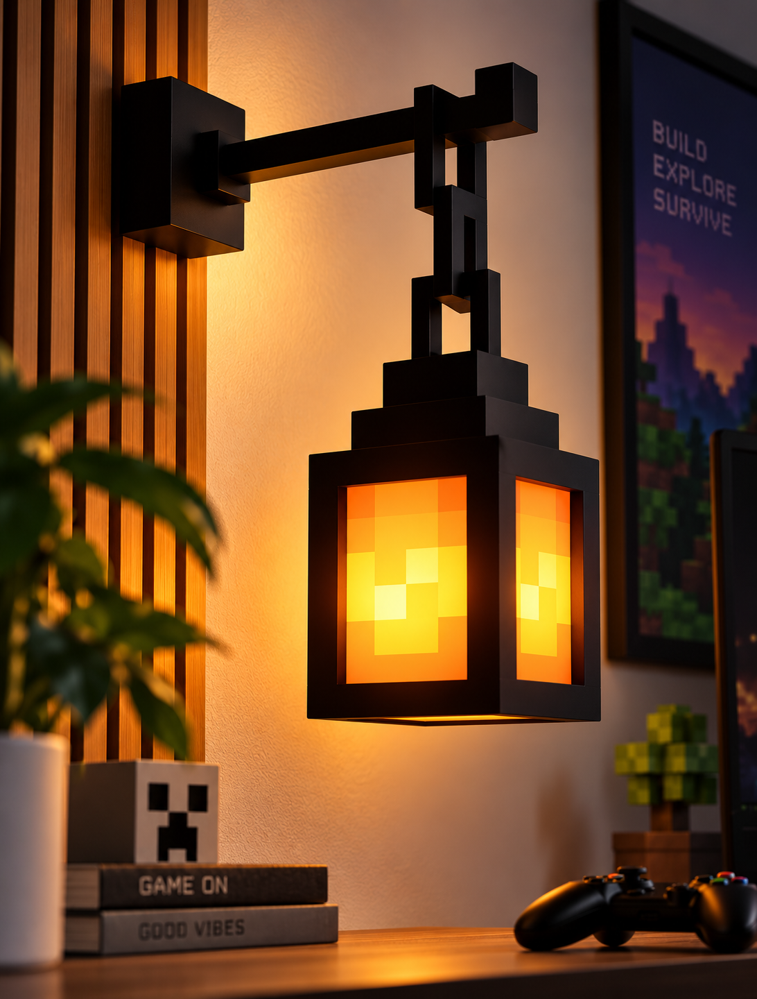 Minecraft Tarzı Piksel LED Duvar Lambası