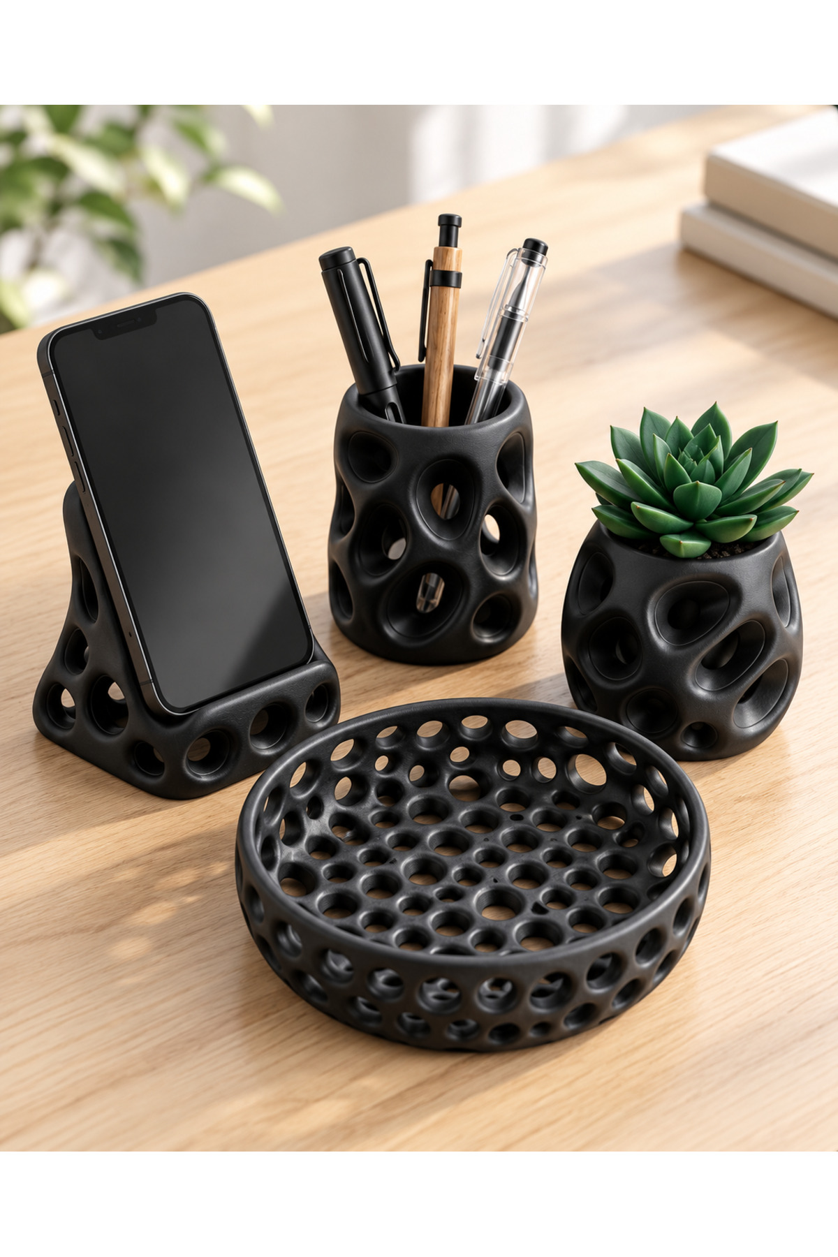 4'lü Modern Voronoi Masaüstü Organizer Seti