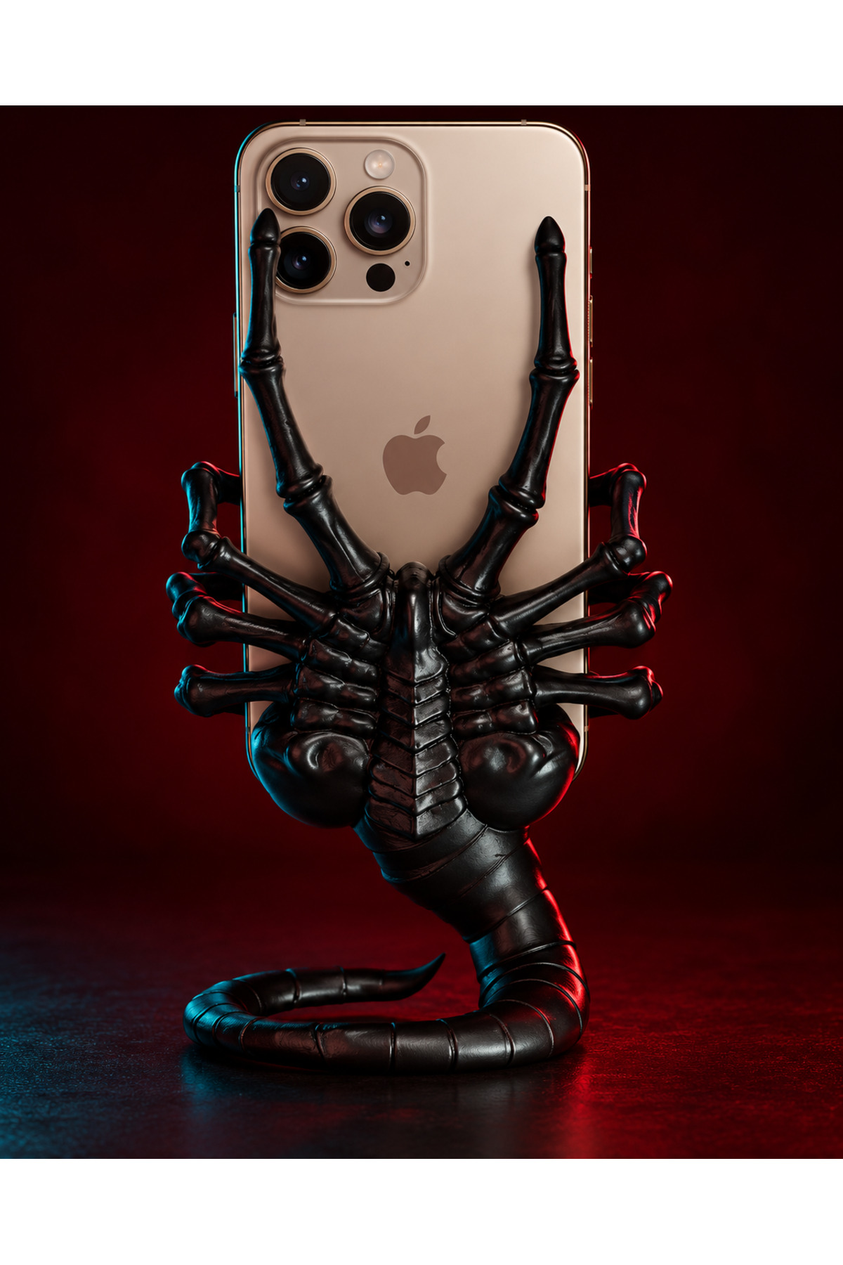 Alien Uzaylı Figürlü Telefon Tutucu – 3D Baskı Dekoratif Masaüstü Telefon Standı – Siyah