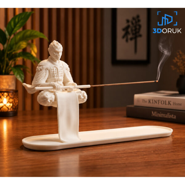 Samuray Tasarımlı 3D Baskı Tütsülük – Dekoratif Tütsü Standı – Modern Asya Esintili Ev Dekoru