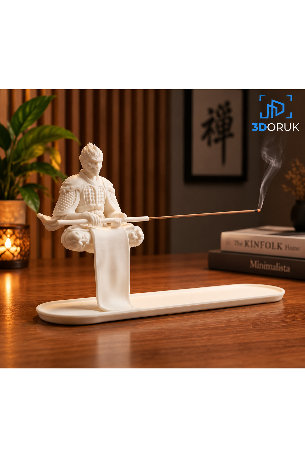 Samuray Tasarımlı 3D Baskı Tütsülük – Dekoratif Tütsü Standı – Modern Asya Esintili Ev Dekoru