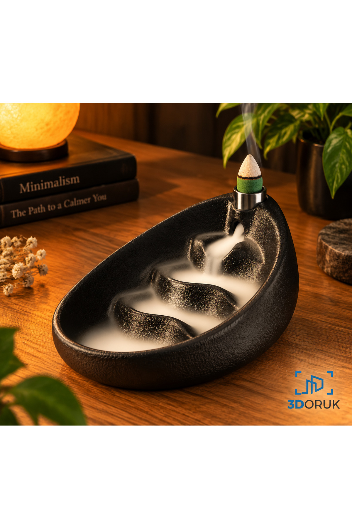 Şelale Efektli 3D Baskı Geri Akış Tütsülük – Modern Dekoratif Tütsü Standı – Zen Tasarım